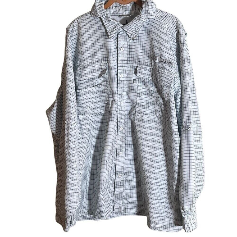 Habit Green Blue Check Long Sleeve Sports Fishing Shirt 40% Solar Factor‎ 2XL